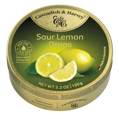 Cavendish &amp; Harvey | Sour Lemon Hard Candy Drops | 5.3 Ounce Tin - 3 Pack