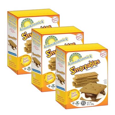 Kinnikinnick - S&#39;moreables Graham Style Crackers - Gluten Free, Allergy Friendly Vegan Graham Crackers - 8 oz. Boxes - 3 Pack