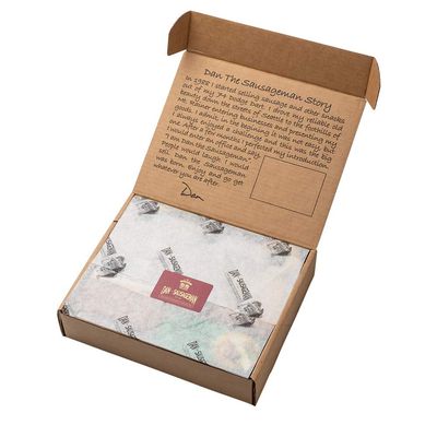 Dan the Sausagemans Party Gift Basket Assortment Fresh Naturally Smoked Summer Sausage, Mustard and Cheese. Fullsize Portions, Gift Messaging.