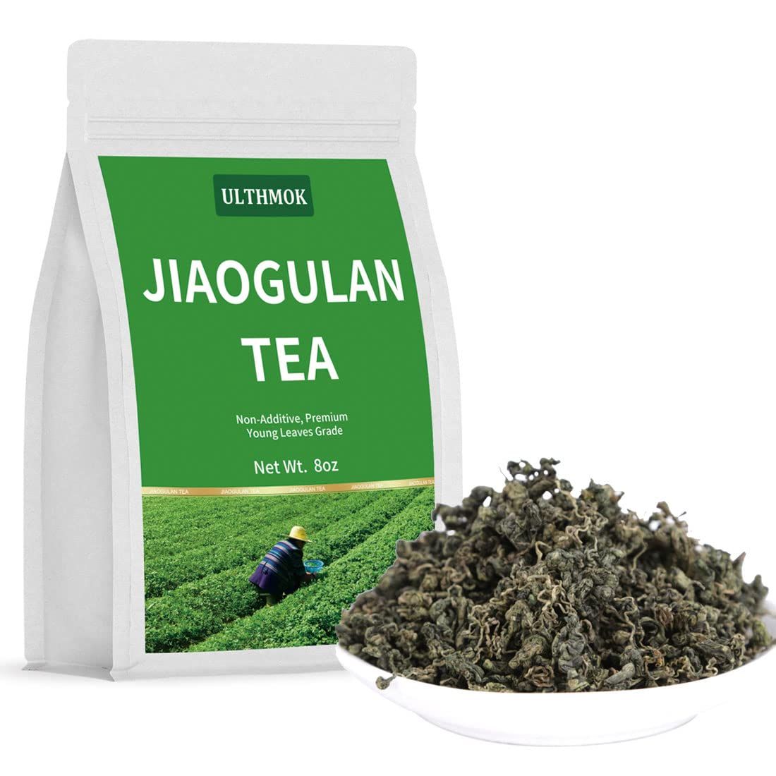 Natural Gynostemma Tea-Jiaogulan Tea 8 Oz, Reusable Bag.100% Natural Dried Loose Leaf Tea,No Additive.