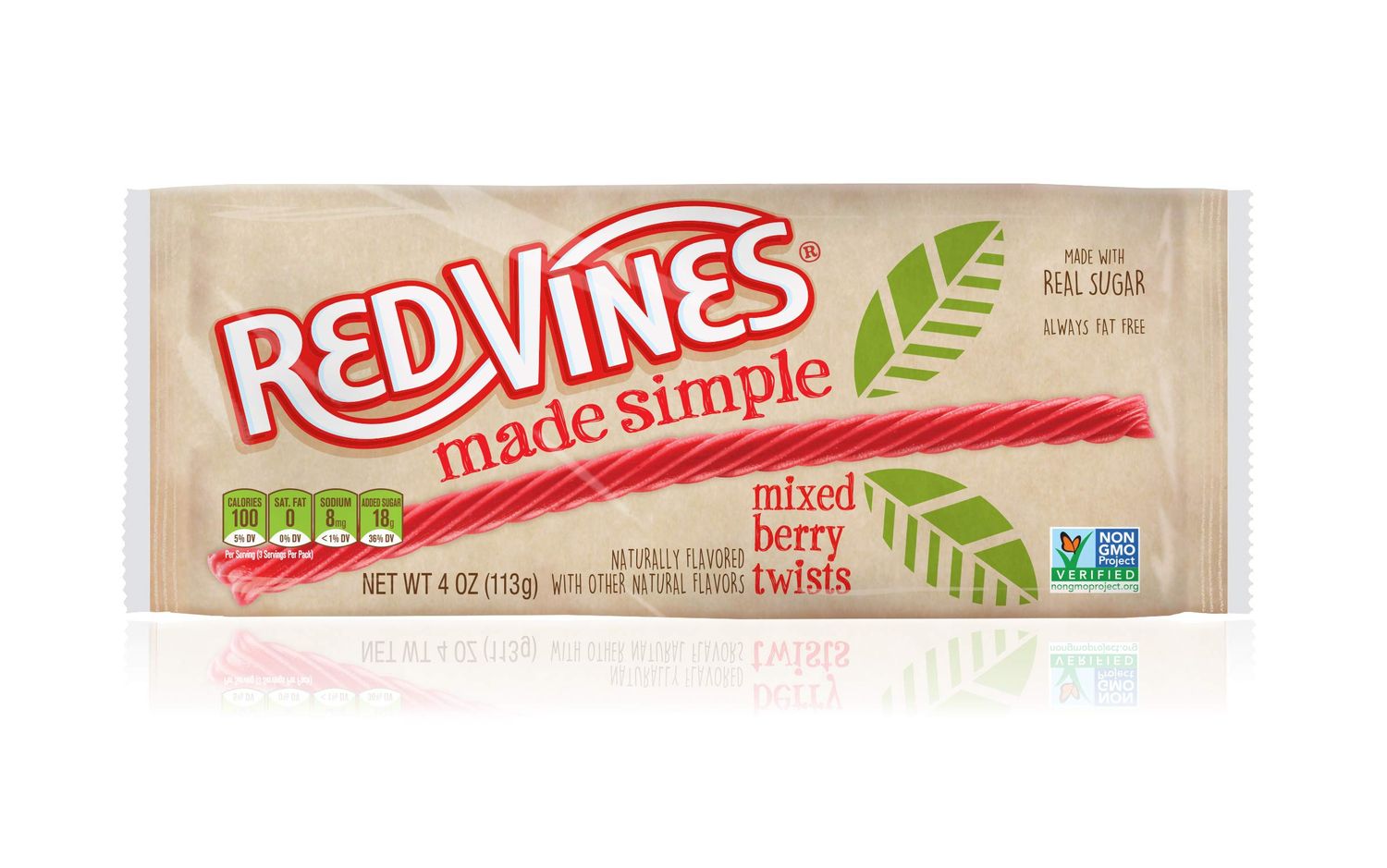 Red Vines Made Simple Licorice, Mixed Berry Flavored Twists, 4oz Tray (12 Pack), Soft &amp; Chewy Candy, Assorted (50204)