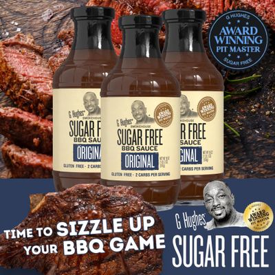G Hughes Original Sugar Free BBQ Sauce - Sugar Free Barbecue Sauce, Keto BBQ Sauce, No Sugar BBQ Sauces, Gluten Free Barbecue Sauces, Sugar Free BBQ Sauce, Low Carb BBQ Sauce - 18 oz (1-Pack)