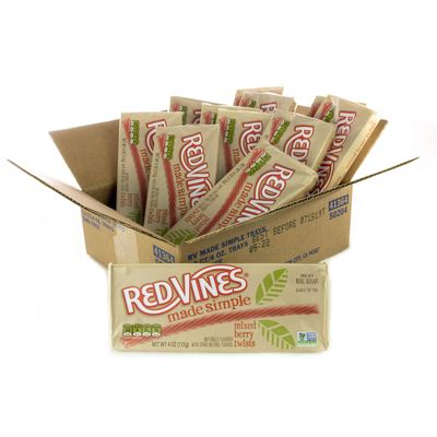 Red Vines Made Simple Licorice, Mixed Berry Flavored Twists, 4oz Tray (12 Pack), Soft &amp; Chewy Candy, Assorted (50204)