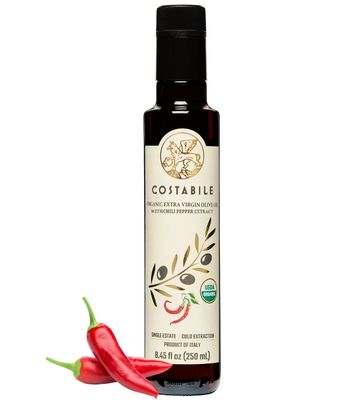 Hot Chili Oil. Infused Extra Virgin Hot Olive Oil from Italy. Spicy Chili Oil made with Organic Hot Oil. Perfect Chilli Oil Spicy for Pizza - COSTABILE 8.45 Fl. Oz.