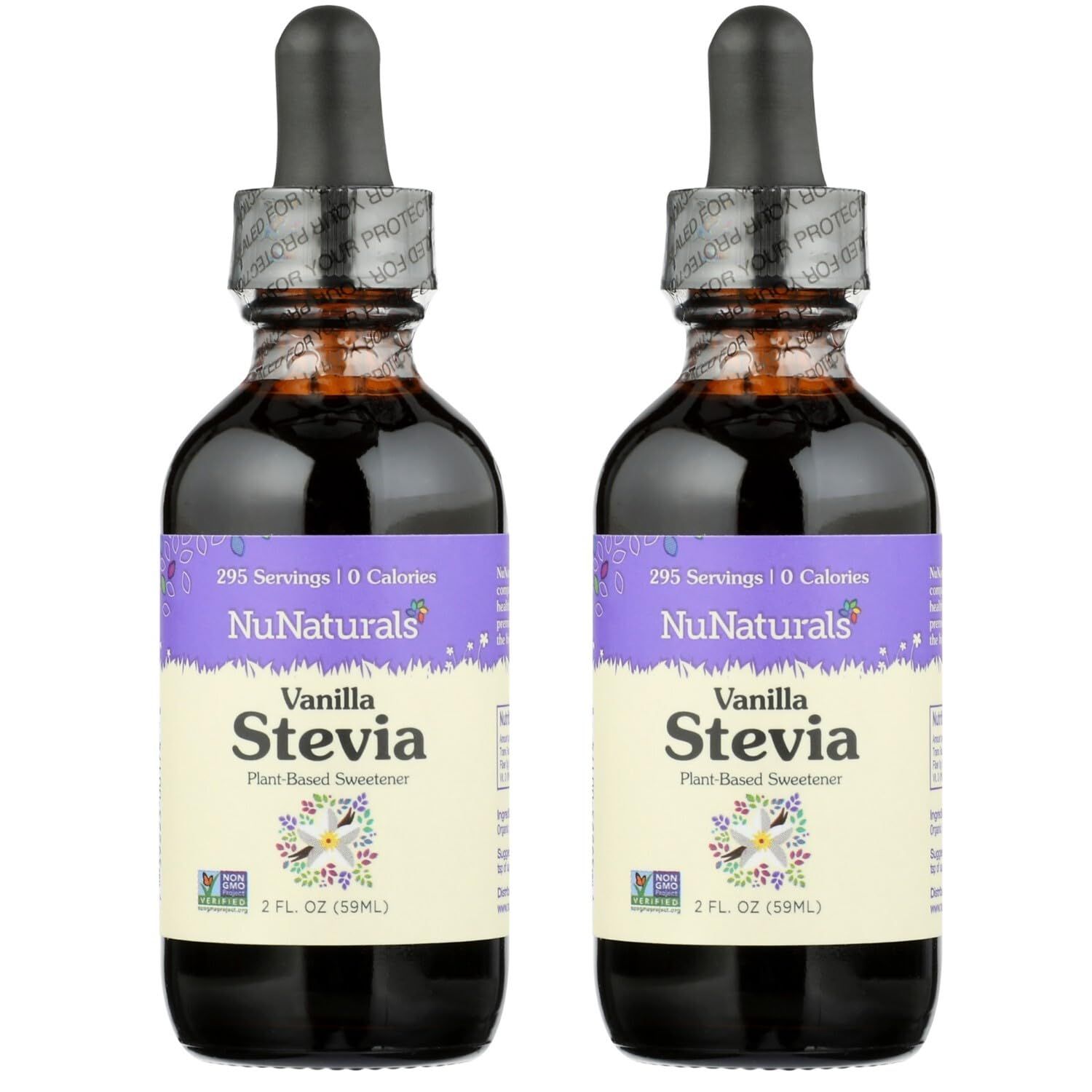 NuNaturals Liquid Vanilla Stevia, Sugar-Free Sweetener, Plant-Based Sugar Substitute, Zero Calorie, 2oz (2-Pack)