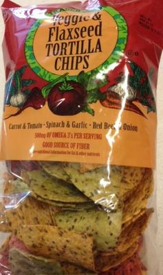 Set of 2 Trader Joe&#39;s Veggie &amp; Flaxseed Tortilla Chips, Carrot &amp; Tomato/Spinach &amp; Garlic/Red Beet &amp; Onion. 12 Oz.