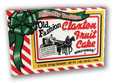 Old Fashion Claxton Fruit Cake 3-1 Lb. Regular Recipe Loaves - Individually Wrapped For Freshness in our Signature Red-White Carton - 3-pack