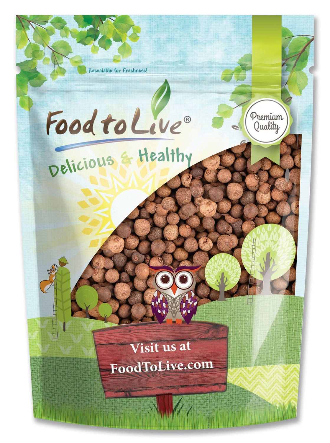 Food to Live Whole Allspice Berries, 2 Ounces - Jamaican Pepper, Vegan, Kosher, Bulk. High in Fiber, Calcium. Great for Spicing, Seasoning, Pickling, Spice Blends. Perfect for Grinder Refill.