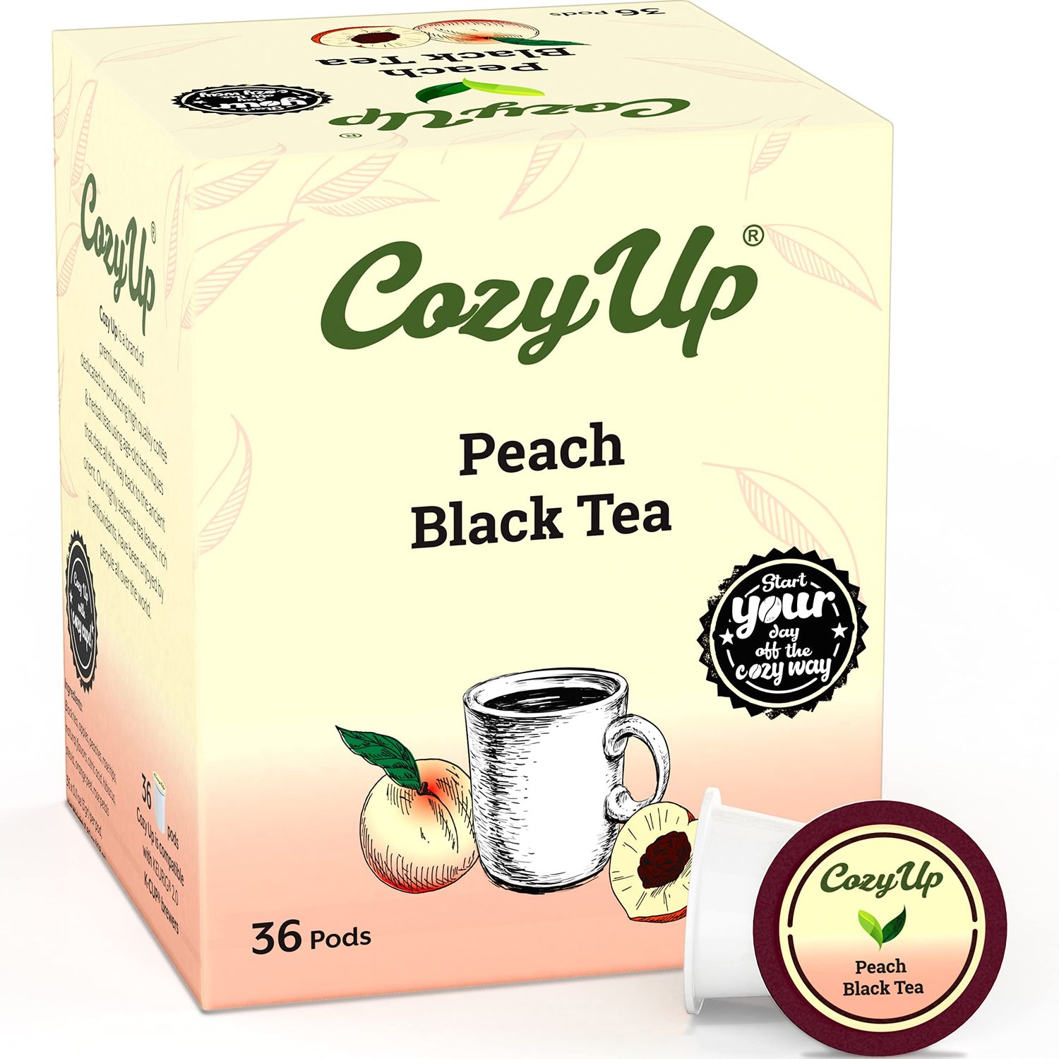 Cozy Up | Peach Black Tea Pods Compatible with Keurig K-Cup Brewers | 36-Count