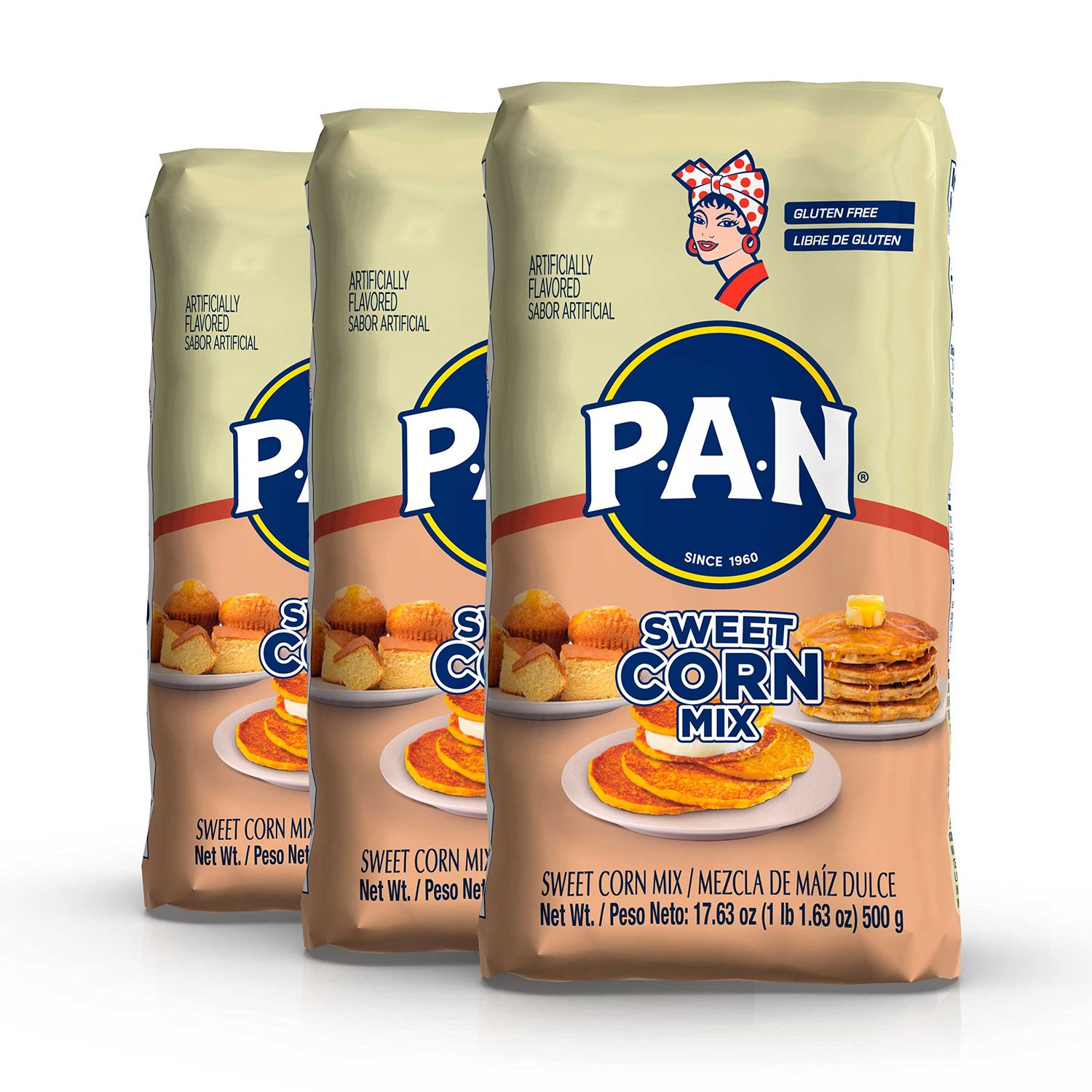 P.A.N. Sweet Corn Mix - Gluten Free Mixture for Cachapas (1.1 lb/Pack of 3)