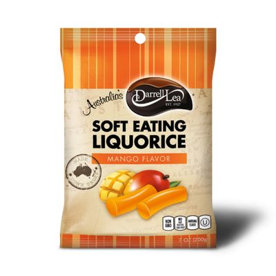 Darrell Lea Mango Flavored Soft Australian Licorice, Non GMO, 7 Ounces (Pack Of 8)