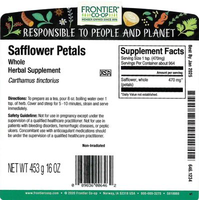 Frontier Co-op Safflower Petals Whole, Kosher | 1 lb. Bulk Bag | Carthamus tinctorius L.