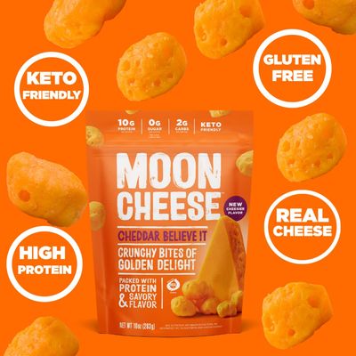 Moon Cheese Cheddar Believe It, 2 Ounce, 3-Pack, Crunchy, Protein-Rich Cheese Snack, Keto Friendly, 100% Real Cheese