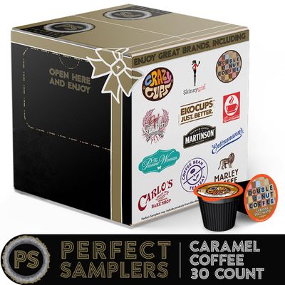 Perfect Samplers Caramel Coffee Pods Variety Pack, Medium Roast Coffee For Keurig K Cups Machines, Assorted Caramel Flavored Coffee Pods Sampler, 30 Count