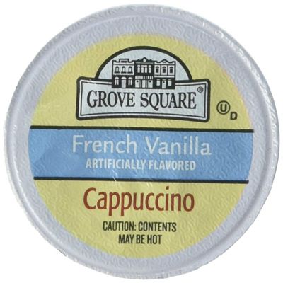 Grove Square Cappuccino Pods, French Vanilla, Single Serve, 50 Count (Pack of 1) - Packaging May Vary