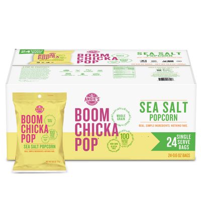 Angie&#39;s BOOMCHICKAPOP Sea Salt Popcorn, 0.6 oz. (Pack of 24)