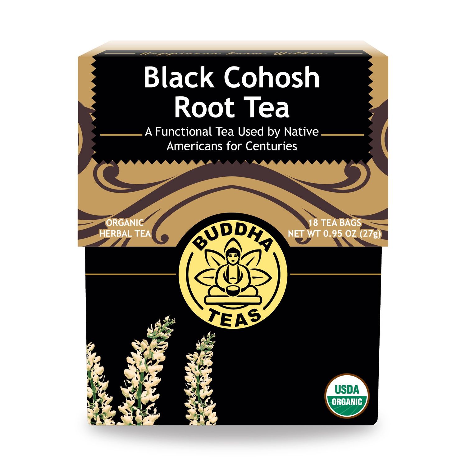 Buddha Teas Organic Black Cohosh Root Tea - OU Kosher, USDA Organic, CCOF Organic, 18 Bleach-Free Tea Bags