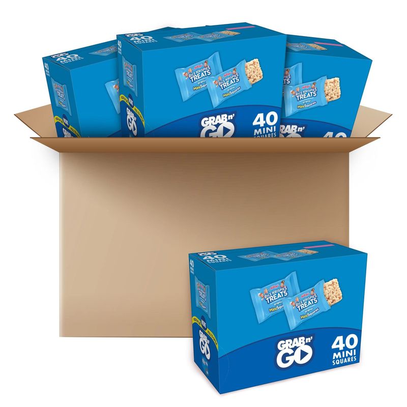 Rice Krispies Treats Mini Marshmallow Snack Bars, Kids Snacks, School Lunch, Grab N Go, Original (4 Boxes, 160 Bars)