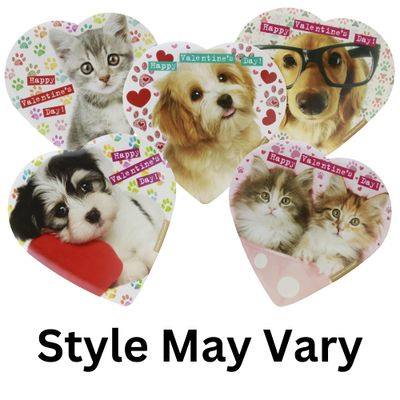 Valentines Heart Shaped Gift Boxes with Dogs & Cats Bundle, 3 Mini Box with Assorted Chocolate Treats, Present for Loved Ones, 3 Pack, 2 Ounces