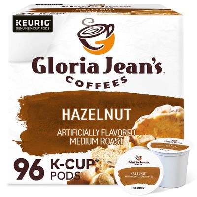 Gloria Jean&#39;s Coffees Hazelnut, Single-Serve Keurig K-Cup Pods, Flavored Medium Roast Coffee, 96 Count