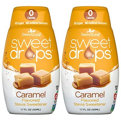 SweetLeaf Sweet Drops Caramel Stevia Liquid Sweetener - Flavor Foods, Keto Coffee with Sugar Free, 0 Calorie, Non-Glycemic Response SweetLeaf Stevia Drops, 1.7 Fl Oz Ea (Pack of 2)