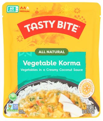 Tasty Bite Vegetable Korma, 10 Ounce, Ready to Eat, Microwavable Entre with Sweet &amp; Savory Coconut Sauce