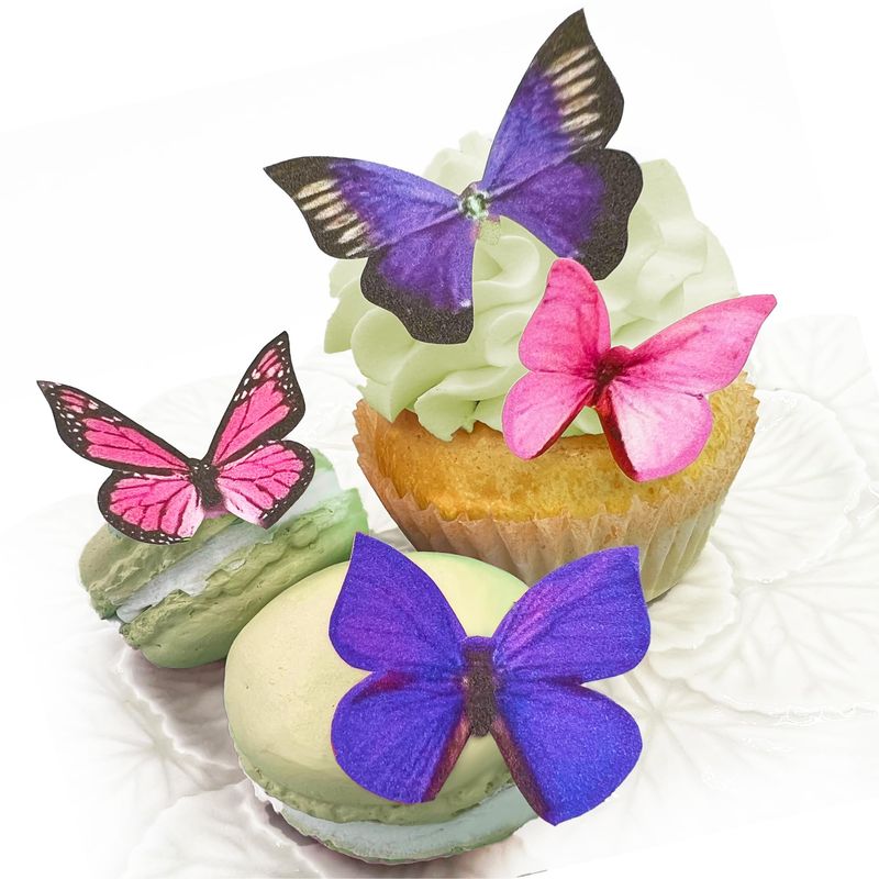 Sugar Robot Inc. Edible Butterflies for Cake Decorating - Small Size, Premium Crafted in the USA - Butterfly Cake and Cupcake Toppers, Decoration (Pink and Purple Assorted)