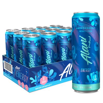 Alani Nu BREEZEBERRY Sugar Free, Low Calorie Energy Drinks | 200mg Caffeine | Biotin B Vitamins | Zero Sugar | 10 Calories | 12 Fl Oz Cans |12 Pack