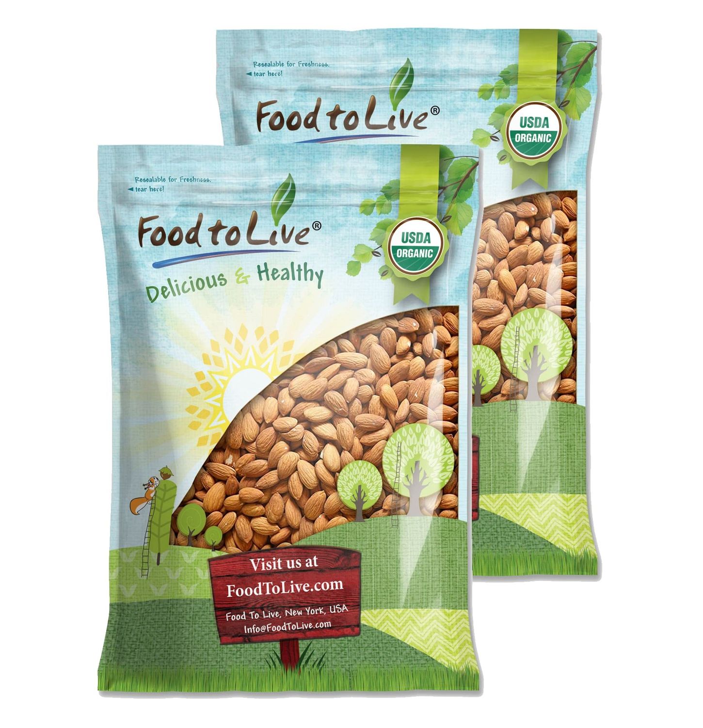 Food to Live - Organic Almonds, 18 Pounds Non-GMO, Whole, Raw, No Shell, Unpasteurized, Unsalted, Vegan, Kosher, Bulk. Keto Snack. Good Source of Vitamin E, Protein. Great for Almond Milk, Nut Butter