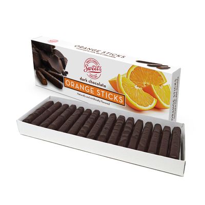 Sweet Candy Company Dark Chocolate Orange Sticks - Gourmet Chocolate Covered Sticks, Chocolate Fruit Flavored Sticks, Gift Idea for Holidays, Gluten Free, Kosher - 10.5 oz Box