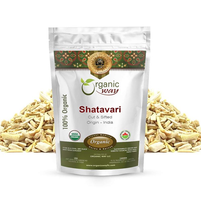 Organic Way Dried Shatavari Cut &amp; Sifted (Asparagus racemosus) - Organic &amp; Kosher Certified | Raw, Vegan, Non GMO &amp; Gluten Free | USDA Certified | Origin - India (1LBS / 16Oz)