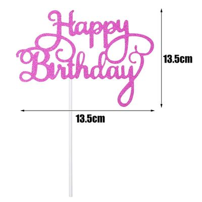 50 Pack Happy Birthday Cake Toppers, Glitter Birthday Cake Topper Cupcake Topper Cake Decorations Supplies for Children or Adults, 5 Colors