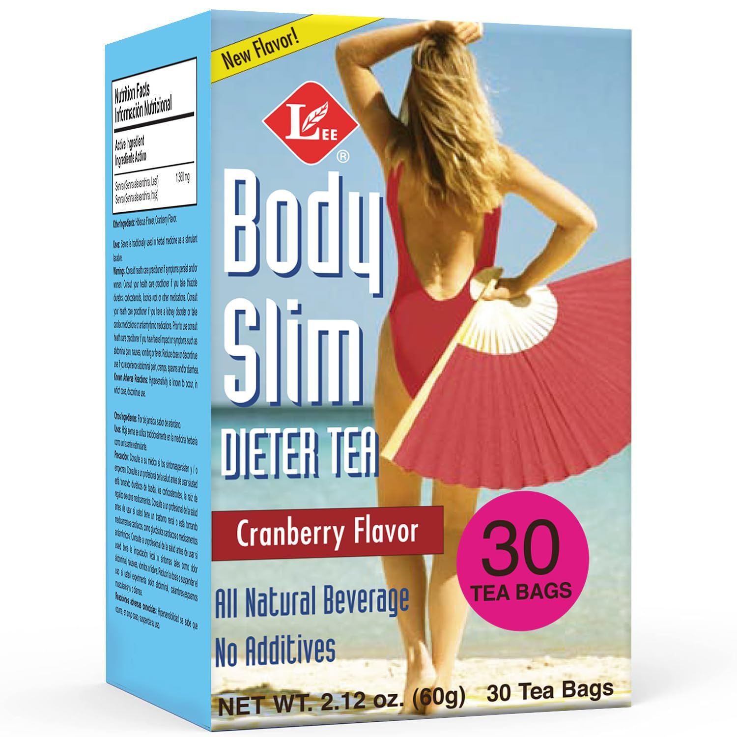 Uncle Lees Body Slim Dieters Tea, Detox &amp; Slimming Tea - Senna, Hibiscus Flower &amp; Cranberry Flavor, Natural Laxative, Caffeine-Free Herbal Tea Bags, 30 Count