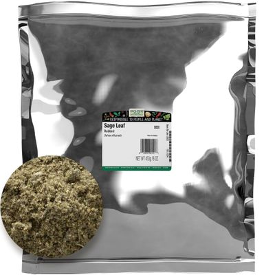 Frontier Co-op Rubbed Sage Leaf, 1-Pound, Sweet, Earthy Flavor With Hints of Mint, Pairs with Garlic &amp; Rosemary, Kosher