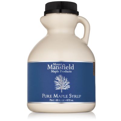 Mansfield Maple Pure Vermont Maple Syrup in Plastic Jug Grade A Dark Robust, Pint