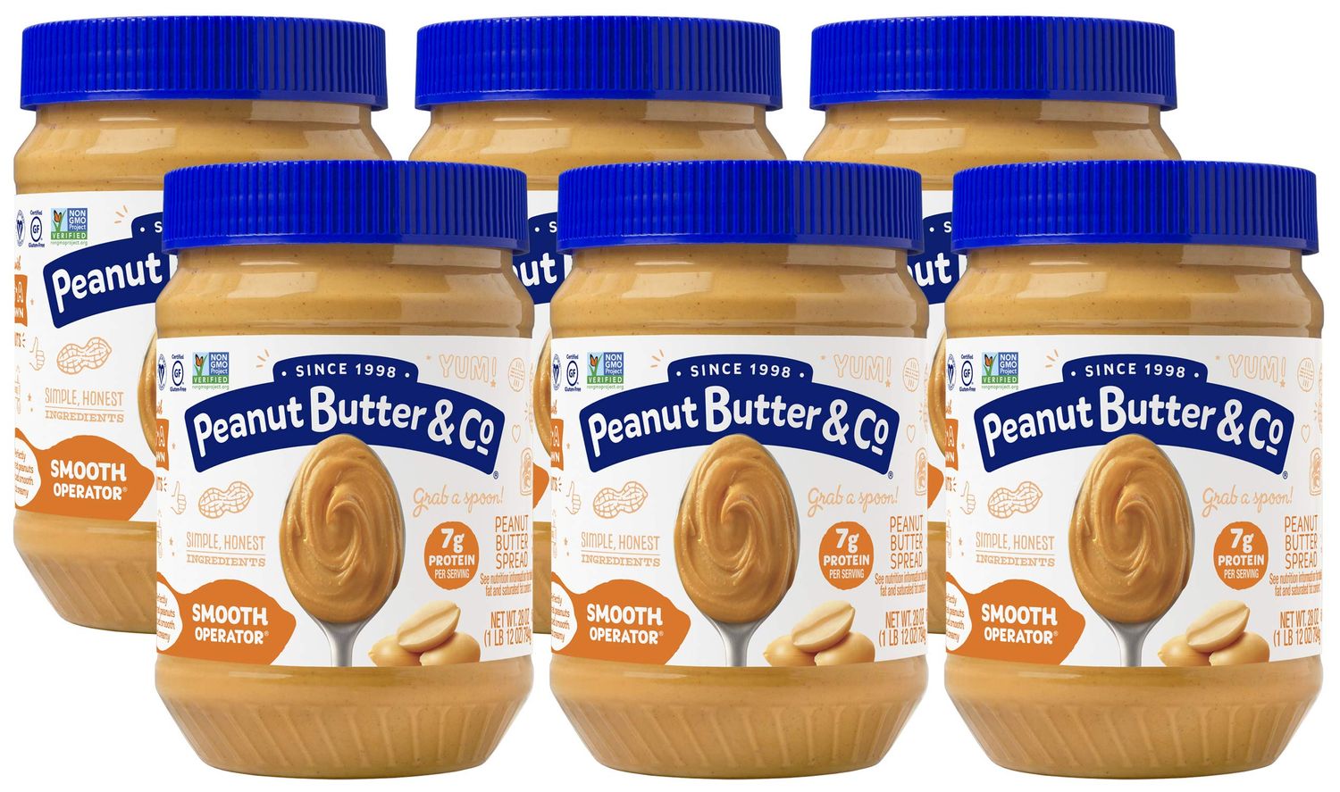 Peanut Butter &amp; Co. Smooth Operator Peanut Butter, Non-GMO, Gluten Free, Vegan, 28 Ounce (Pack of 6)