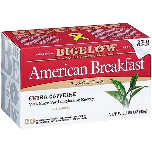 Bigelow Tea American Breakfast Black Tea Bags, Caffeinated Tea, 20 Count Box (Pack of 6), 120 Total Tea Bags Total