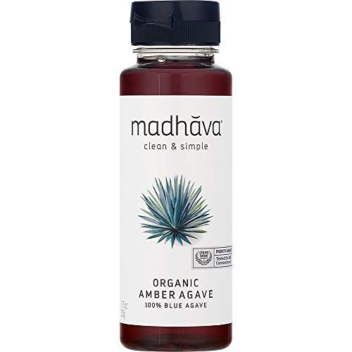 MADHAVA Organic Amber Agave, Liquid Sugar Alternative, 100% Pure Organic Blue Agave Nectar, Vegan, Non-GMO, Natural Sweetener, Clean Drink Mix (11.75 oz Bottle, Pack of 6)