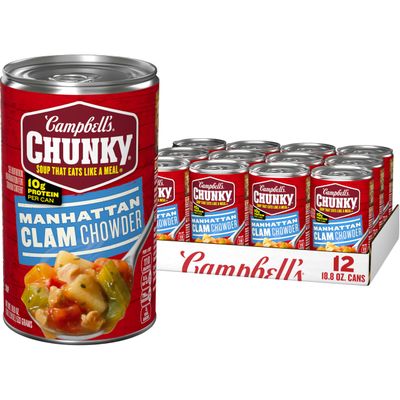 Campbell&#39;s Chunky Soup, Manhattan Clam Chowder, 18.8 oz can (Case of 12)