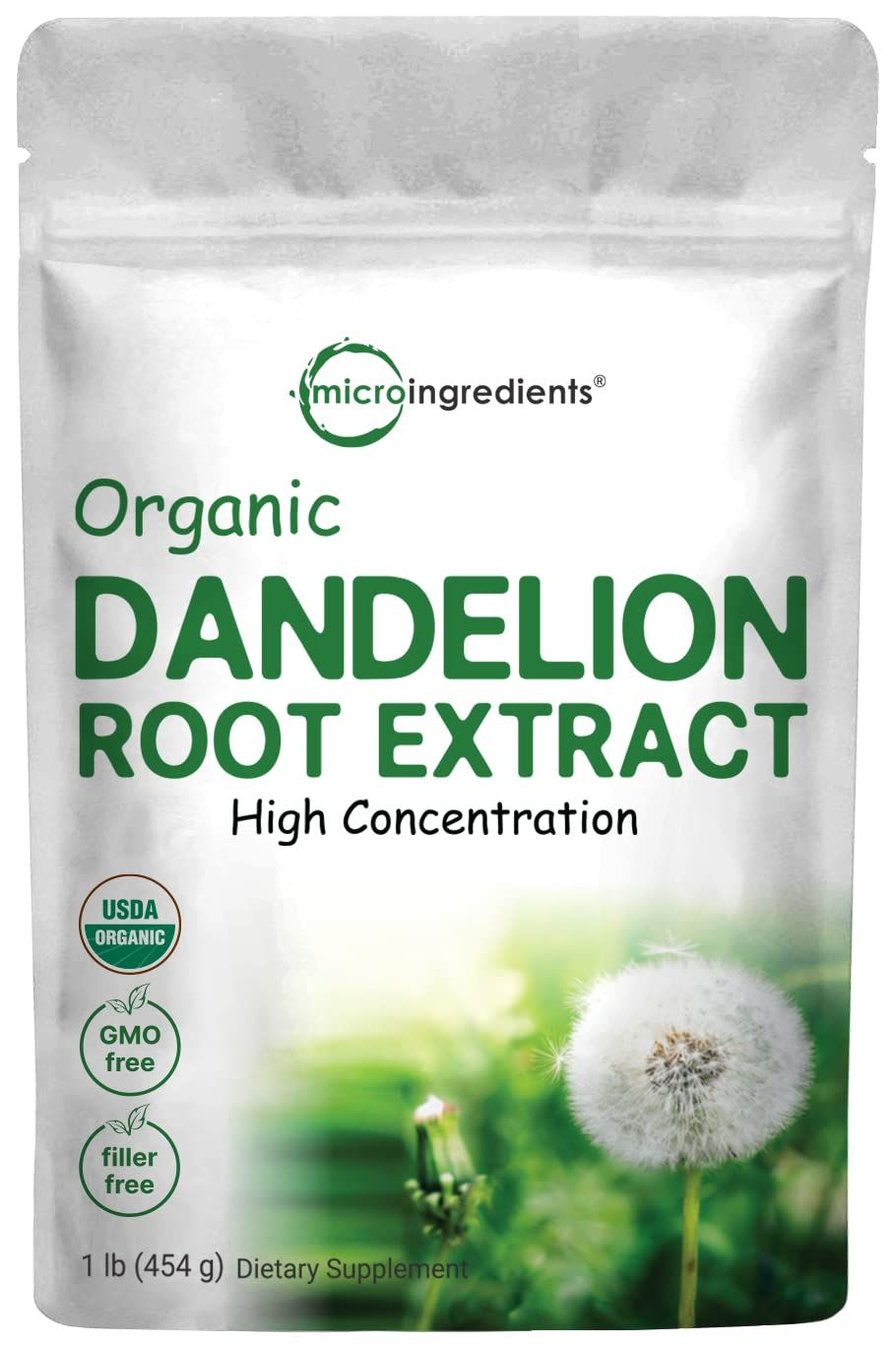 Organic Dandelion Root Tea Powder, 1lb (16oz) | Up to 450 Servings | Pure Dark Roasted Dandelion Root Supplement for Tea | Herbal Extract for Digestion &amp; Immune Support | Caffeine Free, Non-GMO
