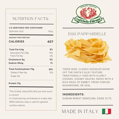Rustichella d'Abruzzo Pappardelle Egg Pasta - 8.8 Ounce