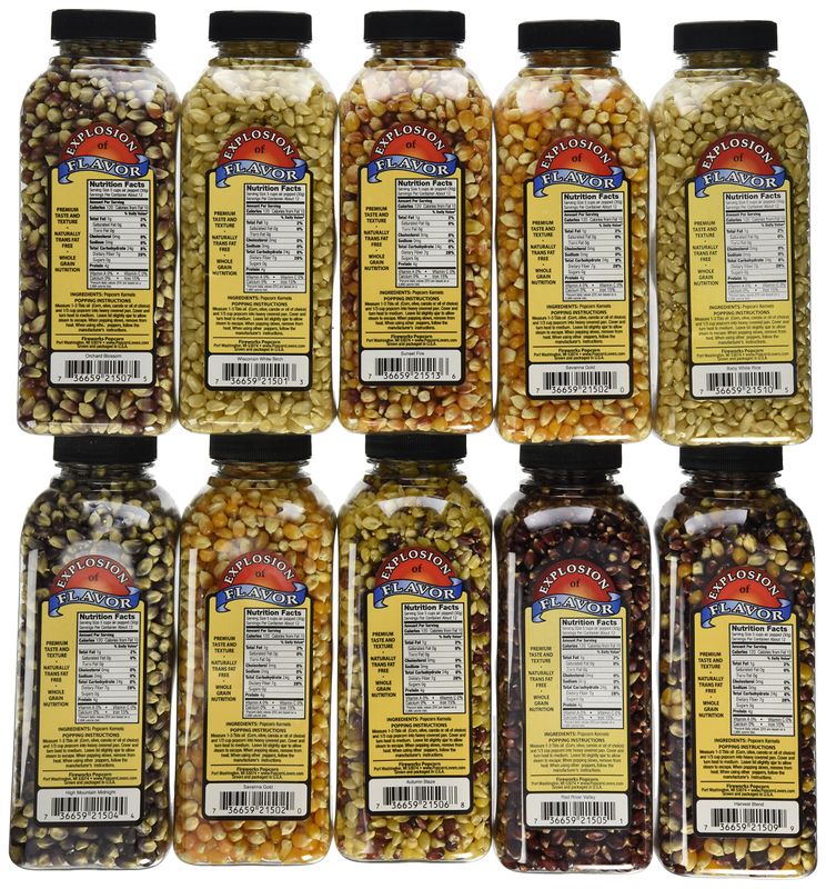 Gourmet Popping Corn - Case of 15 oz. bottles, A Variety Pack of 10 bottles