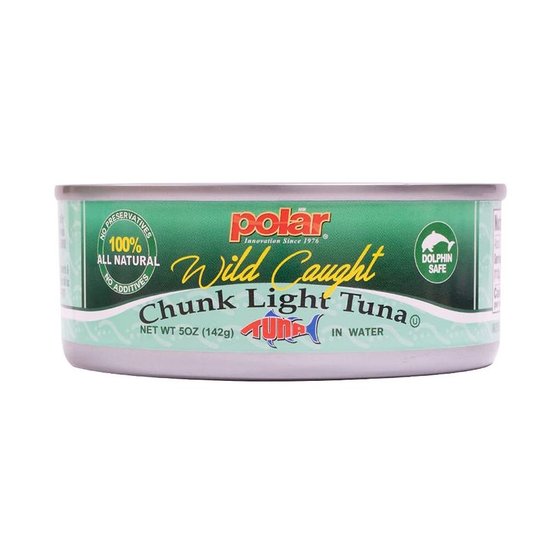MW Polar All Natural CHUNK LIGHT TUNA in Water, Wild Caught, Sustainable Fishing, Dolphin Safe, Tender, No Preservatives/Residue, GlutenFree, Lean Protein, Kosher, On the Go Meal, 5oz (Pack of 48)