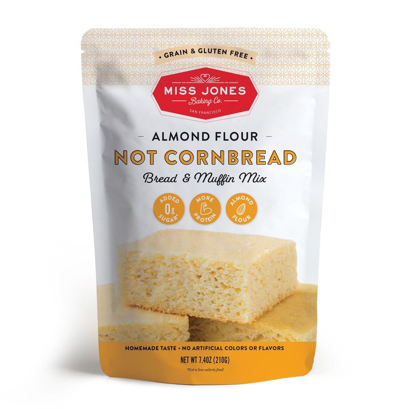 Miss Jones Baking Not Cornbread Muffin Mix - Almond Flour, Gluten Free, Low Carb, No Sugar Added, Naturally Sweetened Desserts &amp; Treats - Keto, Diabetic, Atkins, WW, and Paleo Friendly (Pack of 1)