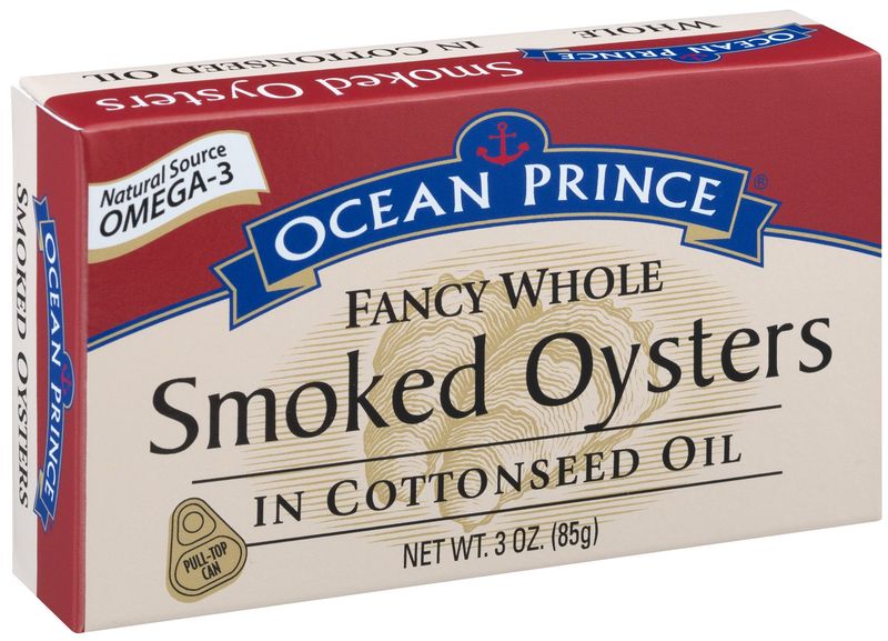 Ocean Prince Smoked Oysters in Cottonseed Oil, 3-Ounce Cans (Pack of 18)