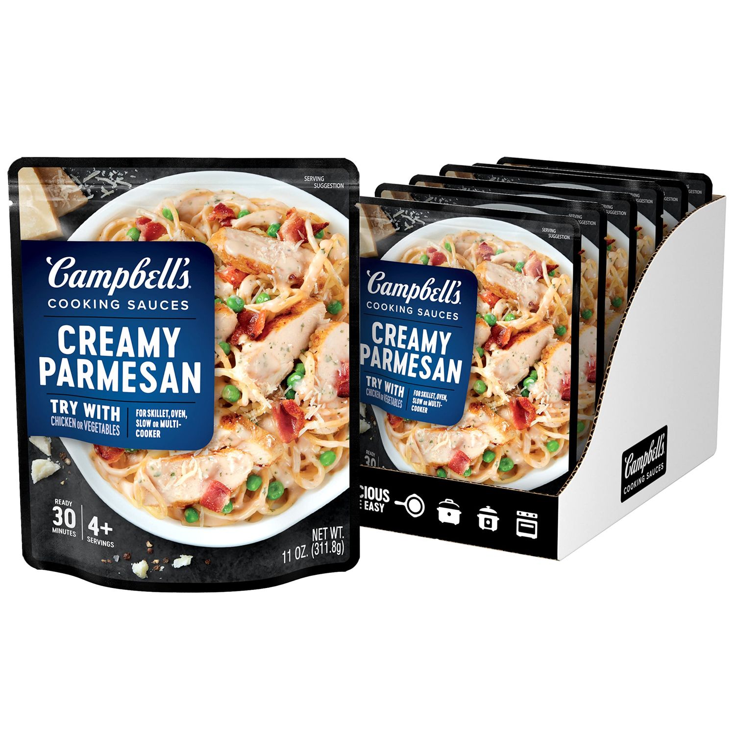 Campbell&#39;s Cooking Sauces, Creamy Parmesan Sauce, 11 Oz Pouch (Pack of 6)