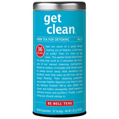 The Republic of Tea Get Clean - No.7 Herb Tea for Detoxing, No Caffeine, 36 Tea Bags