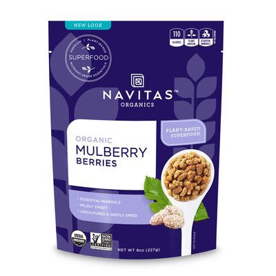 Navitas Organics Mulberries, 8 oz. Bag, 8 Servings - Organic, Non-GMO, Sun-Dried, Gluten-Free, Sulfite-Free