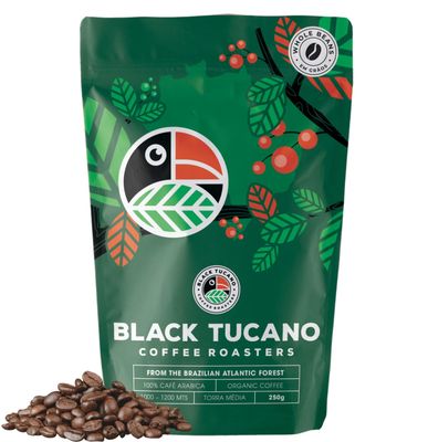 Black Tucano Specialty Coffee - Brazilian Whole Beans Medium Roast Coffee - Organic Coffee Whole Beans Coffee - 8.8 Ounces 250 Gr