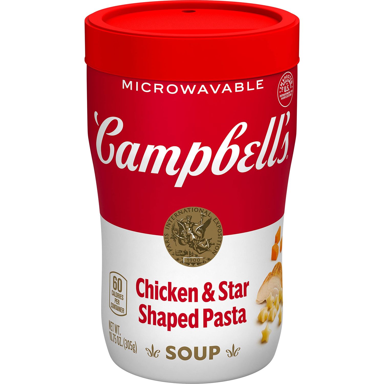Campbell&#39;s Sipping Soup, Chicken Soup &amp; Star Shaped Pasta, 10.75 Ounce Microwavable Cup